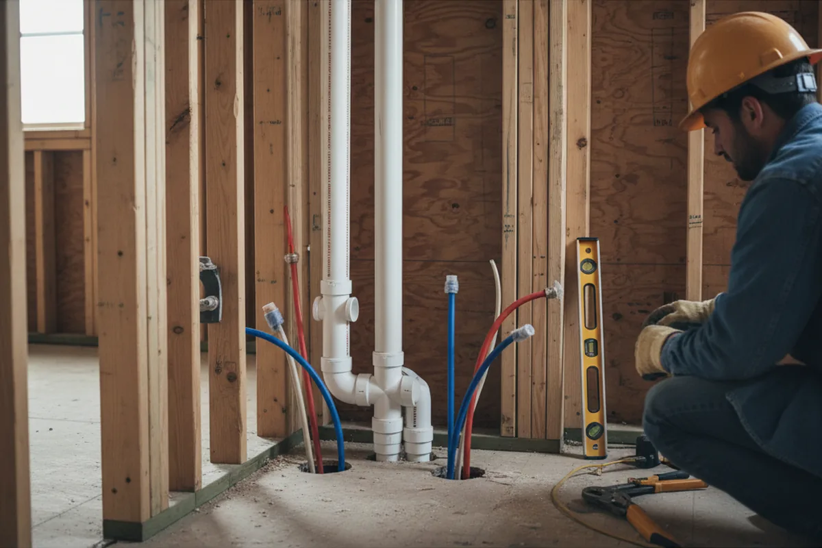Drain and supply rough-in during Sump Pump Repair in Piney Flats